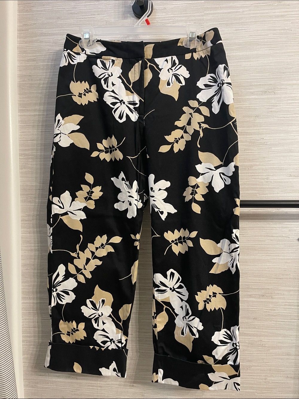 Rafaella Black Pants with Cream Floral Accents
